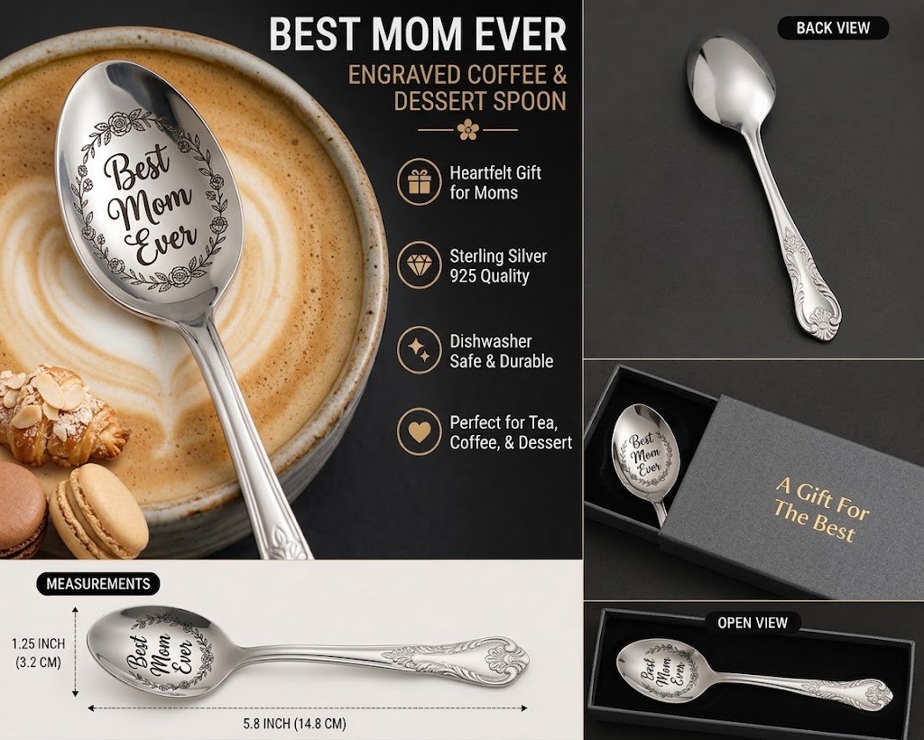 Best Mom Ever Engraved Spoon | Stainless Steel Gift for Mom — alternate view